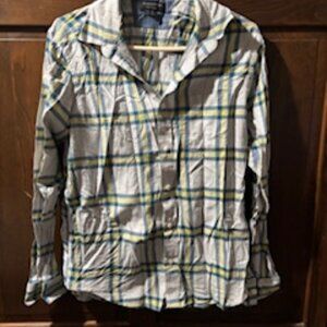 Banana Republic Men's Blue & Yellow Plaid Soft Wash Shirt, Size M